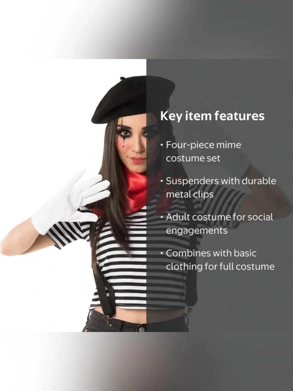 Mime Halloween Costume Accessory Kit for Adults